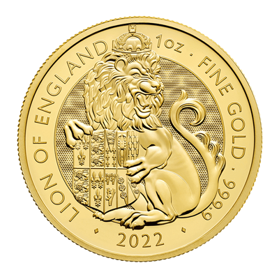 A picture of a 1 oz Tudor Beasts Lion of England Gold Coin